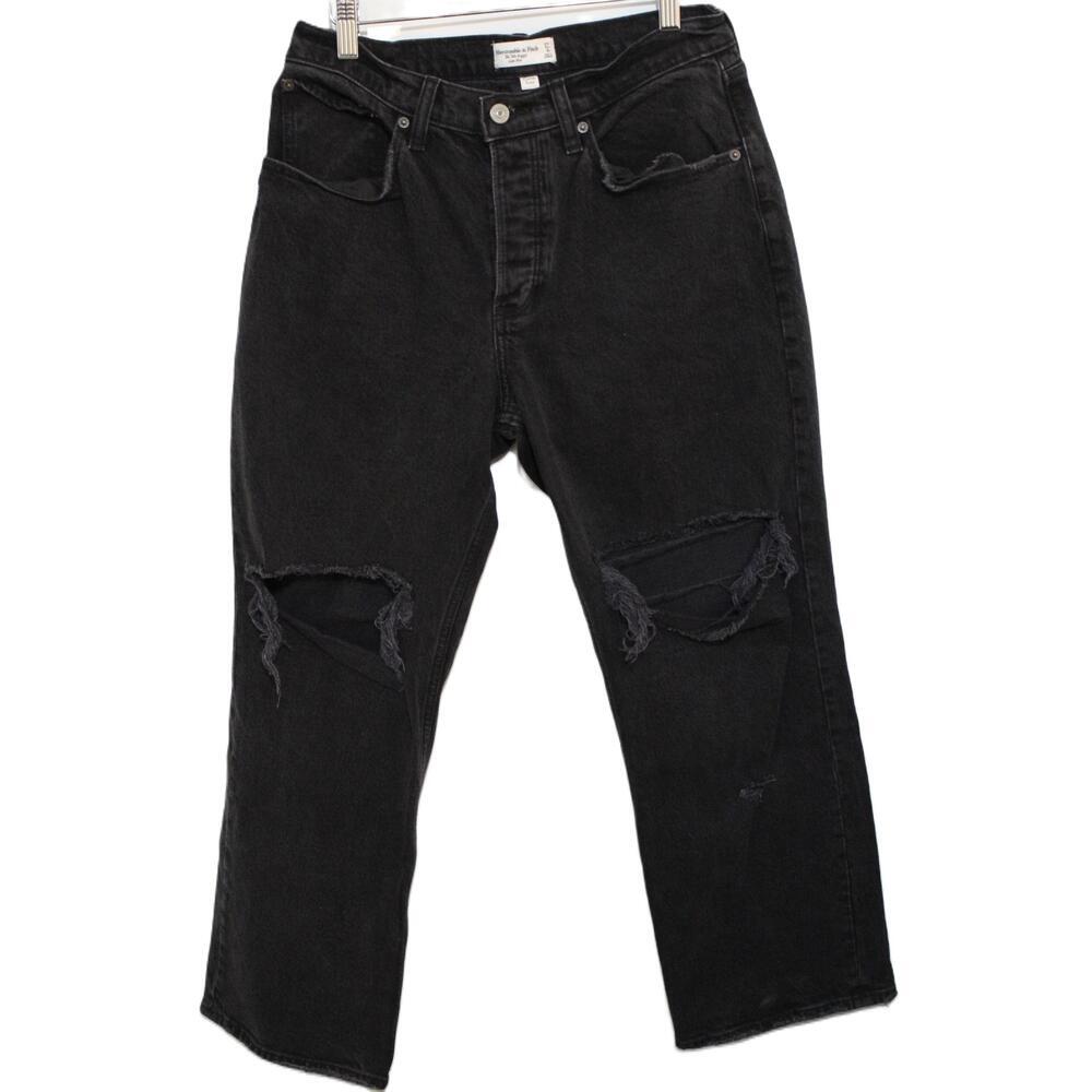 Abercrombie & Fitch Curve Love The '90s Baggy Low Rise Black Jeans Size 27 4